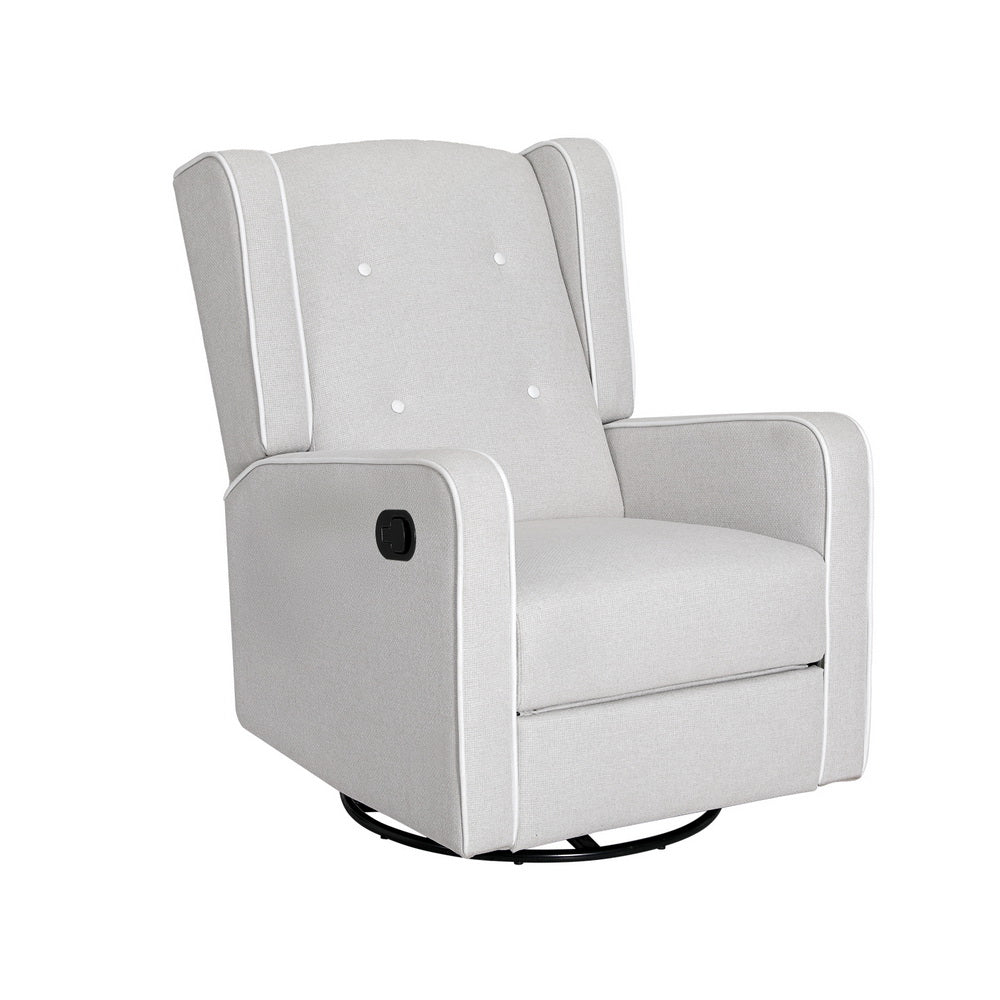 Recliner Armchair 360 Swivel Grey Fabric