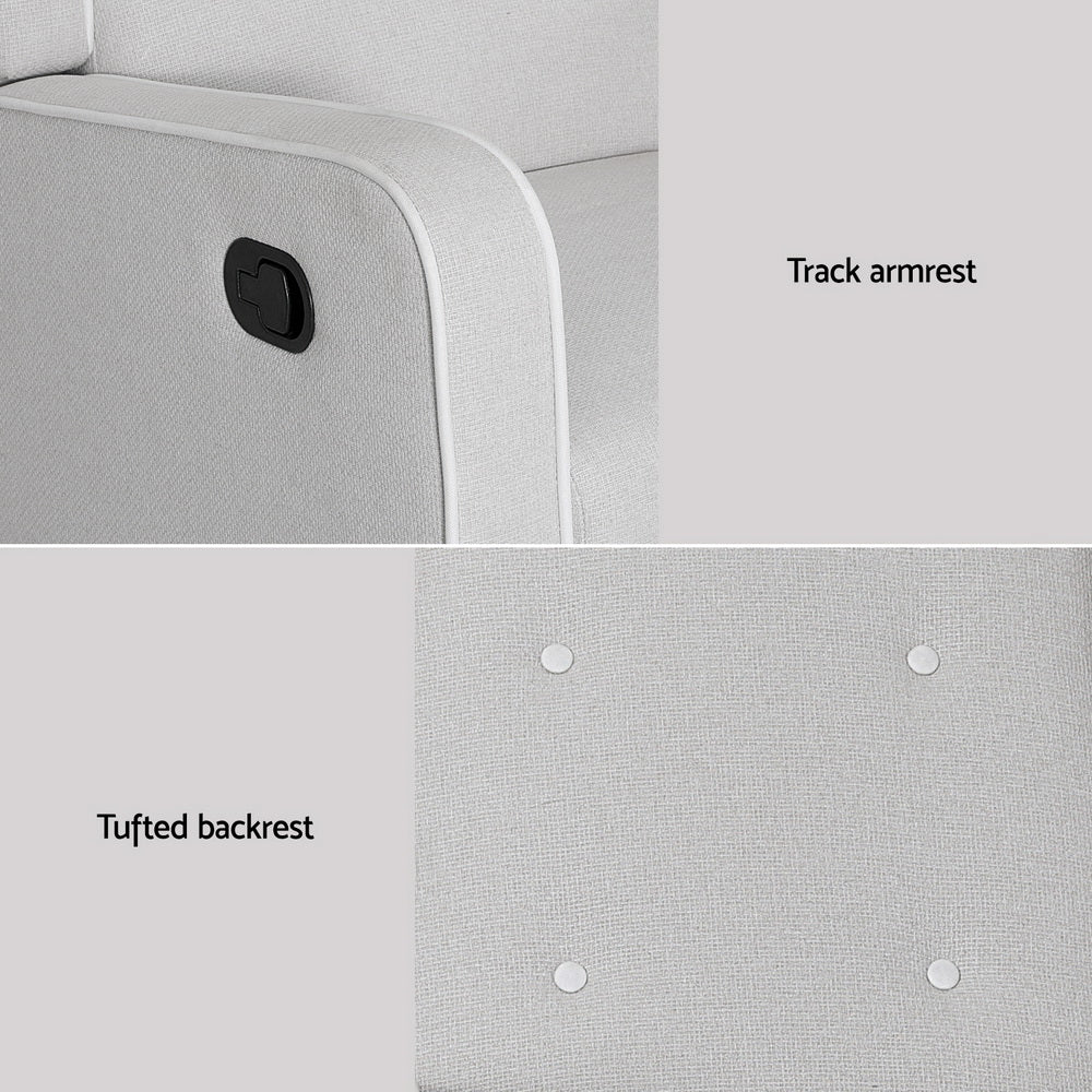 Recliner Armchair 360 Swivel Grey Fabric