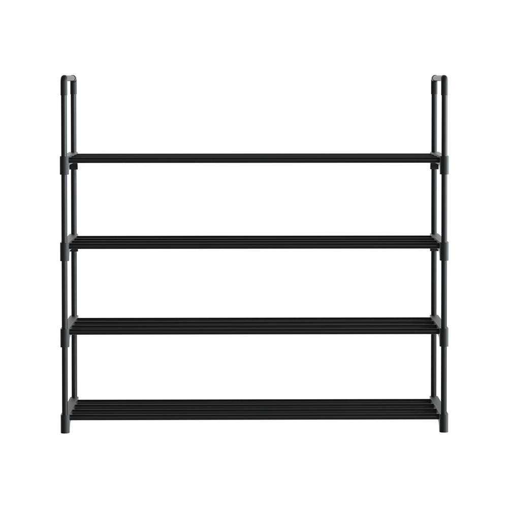 Shoe Rack 4-tier 16 Pairs Stackable Black