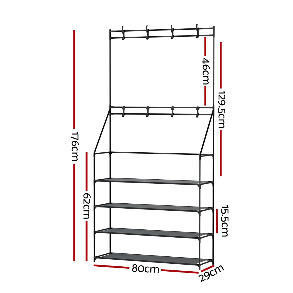 Shoe Rack Hall Tree 16 Pairs Black