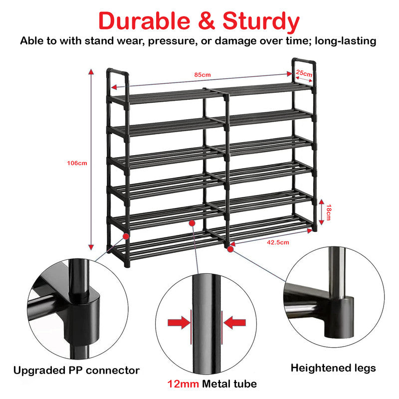 6 Tiers Shoe Rack Storage Organizer Shelf Adjustable Space Saver