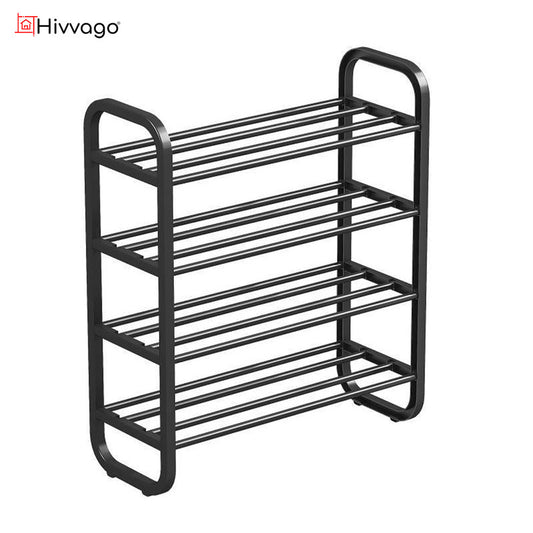 4-Layer Shoe Rack â€“ Compact Steel Frame Organizer for Entryway, Black