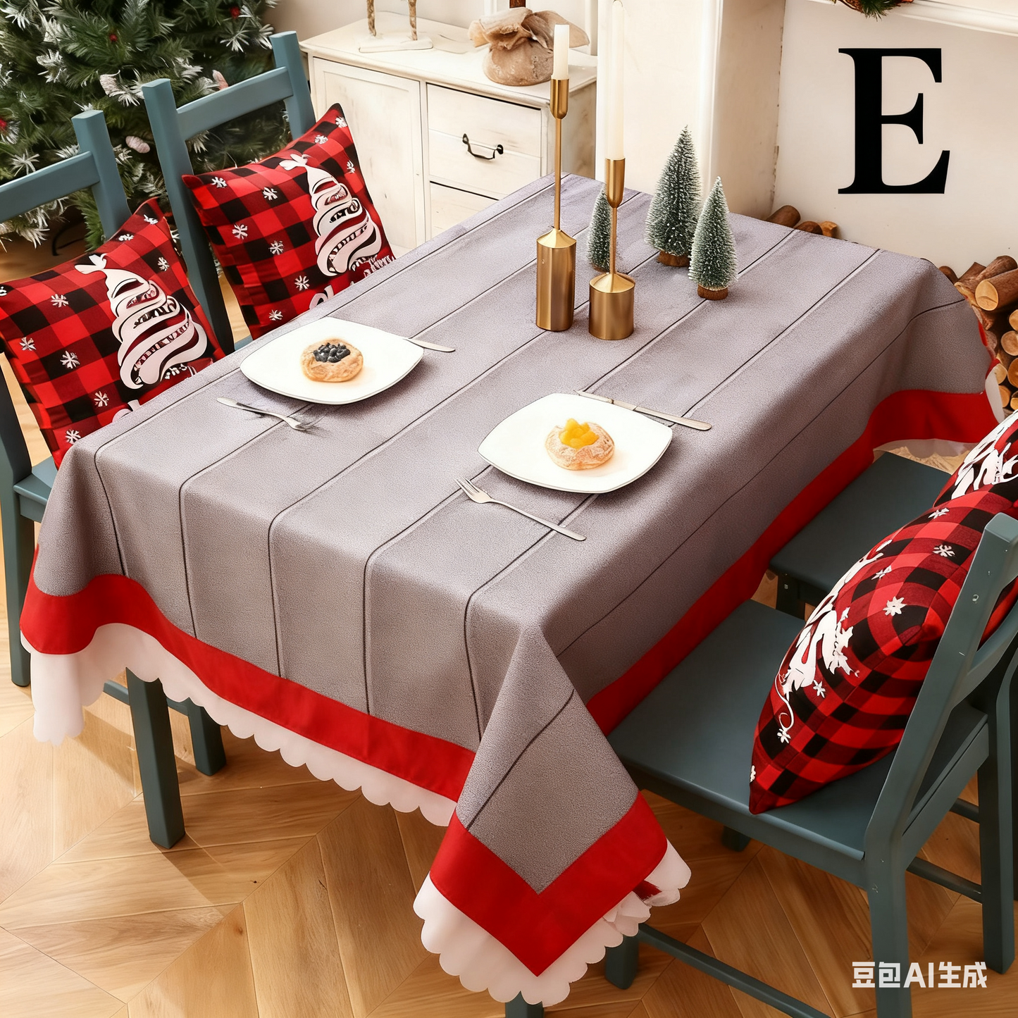 Christmas Tablecloth - Festive 180x150cm Table Cover for Holiday Dining & Home Decorï¼ˆAï¼‰