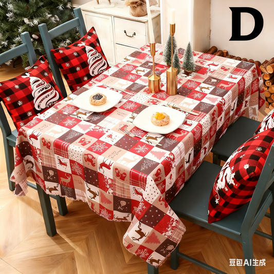 Christmas Tablecloth - Festive 180x150cm Table Cover for Holiday Dining & Home Decorï¼ˆCï¼‰
