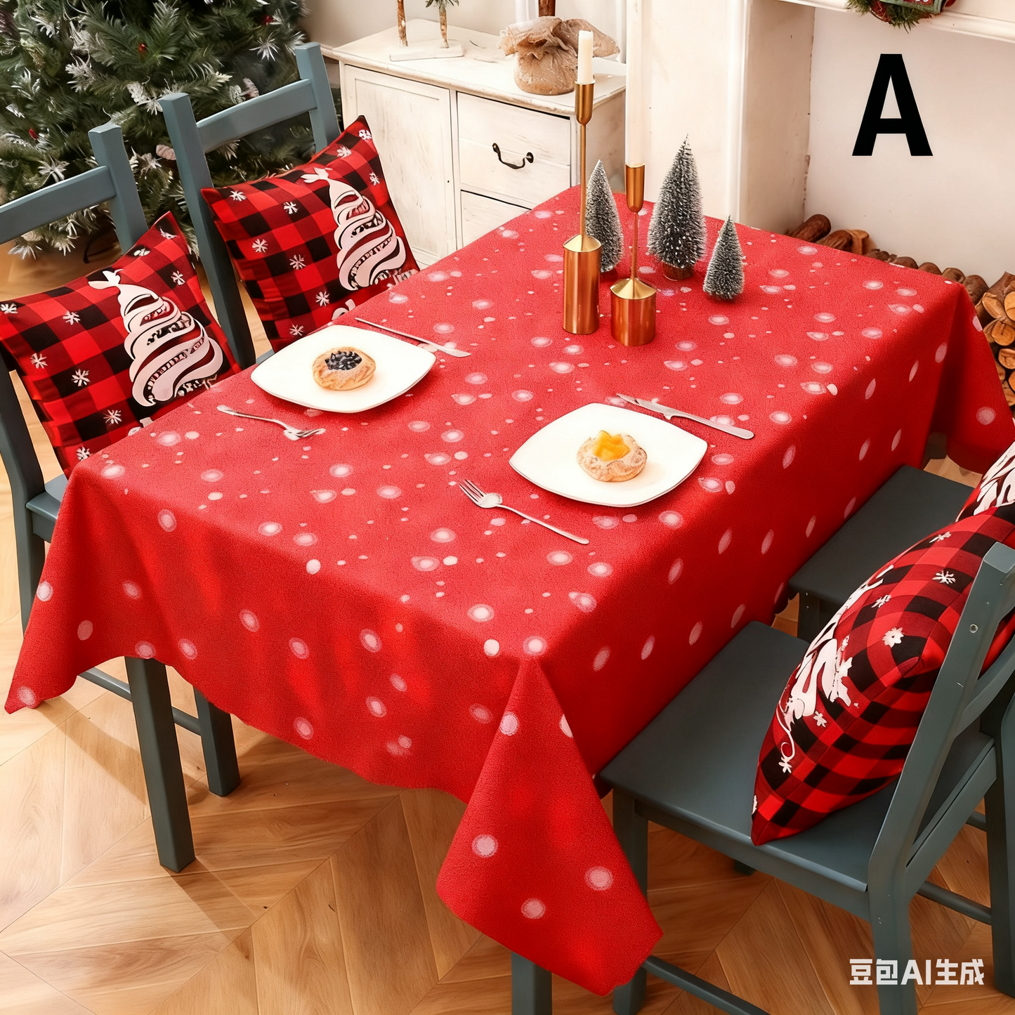 Christmas Tablecloth - Festive 180x150cm Table Cover for Holiday Dining & Home Decorï¼ˆCï¼‰