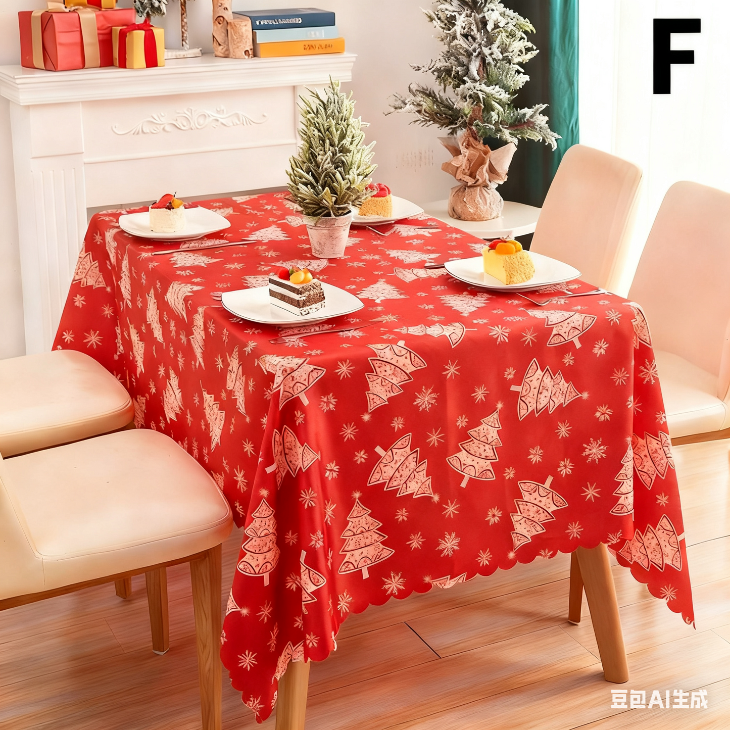 Christmas Tablecloth - Festive 180x150cm Table Cover for Holiday Dining & Home Decorï¼ˆFï¼‰