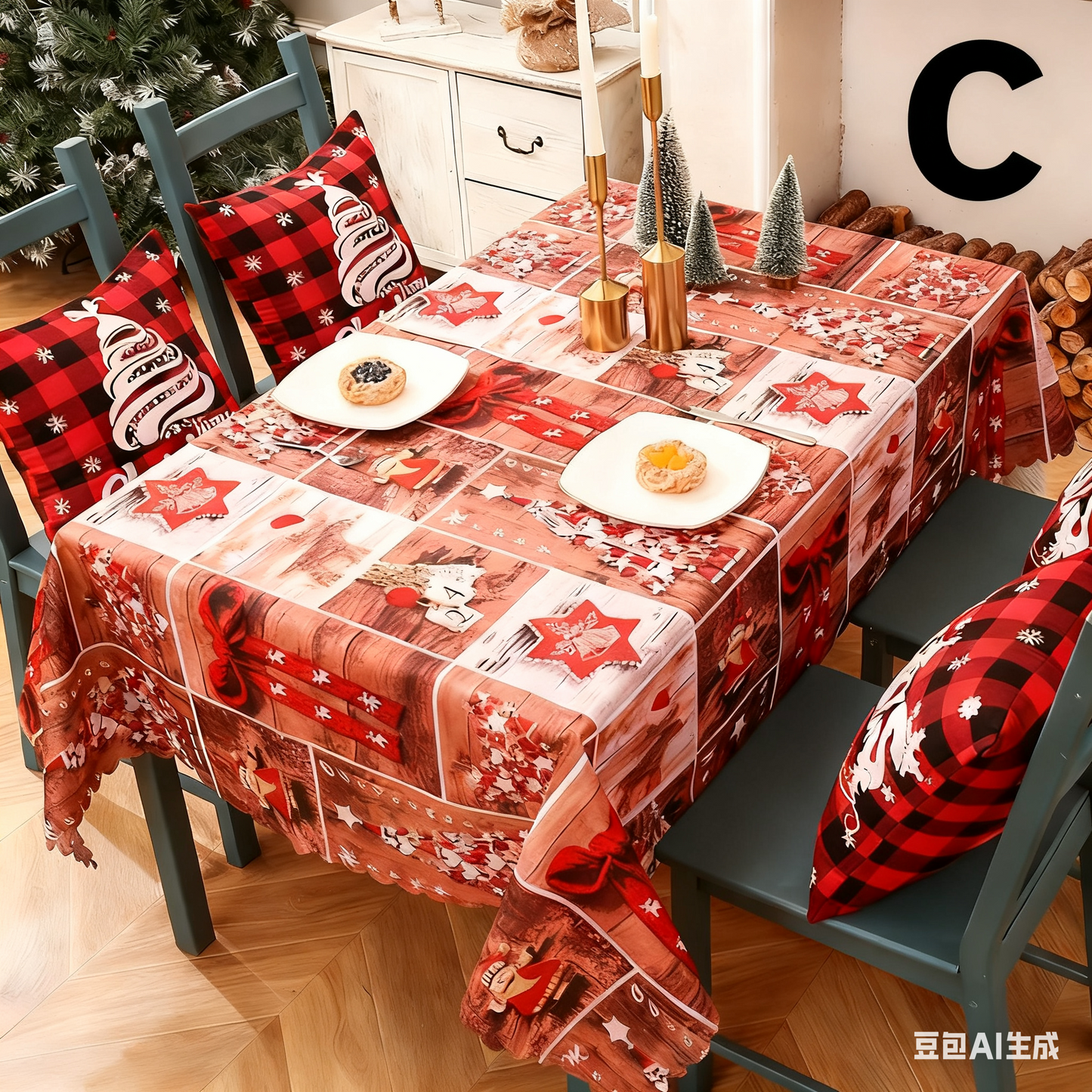 Christmas Tablecloth - Festive 180x150cm Table Cover for Holiday Dining & Home Decorï¼ˆFï¼‰