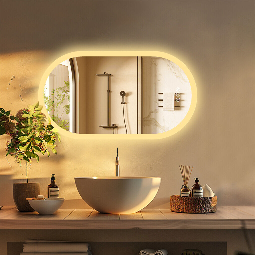 1000x500mm LED Bathroom Mirror Oval Anti-Fog Dimmable Wall Mount