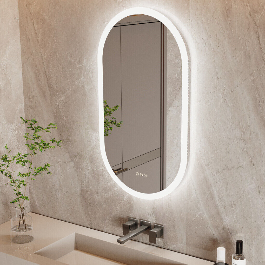 120x60cm LED Bathroom Mirror Oval Anti-Fog Dimmable Wall Mount