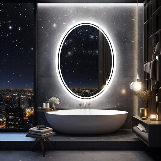 500x700mm LED Bathroom Mirror Oval Dimmable Anti-Fog