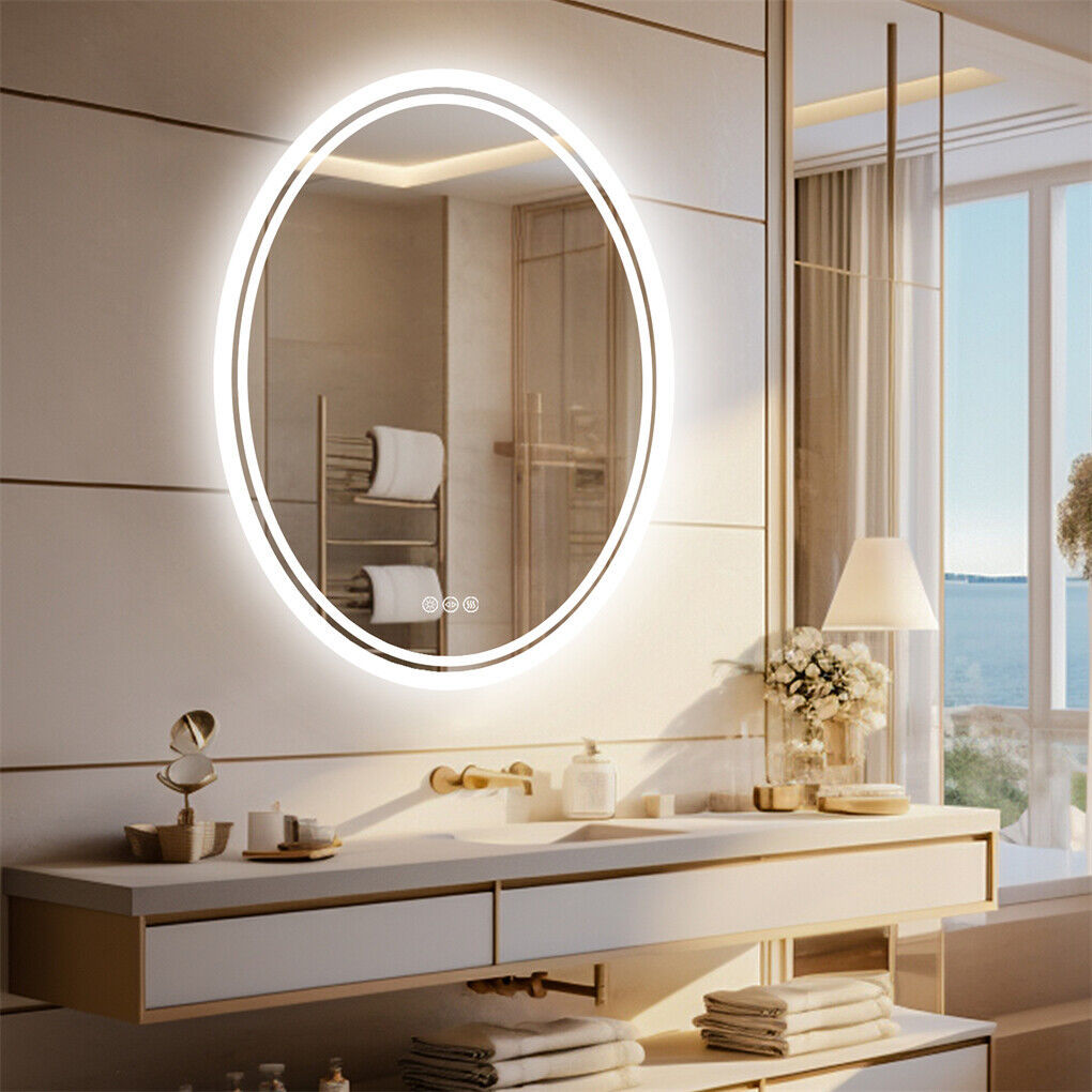 500x700mm LED Bathroom Mirror Oval Dimmable Anti-Fog