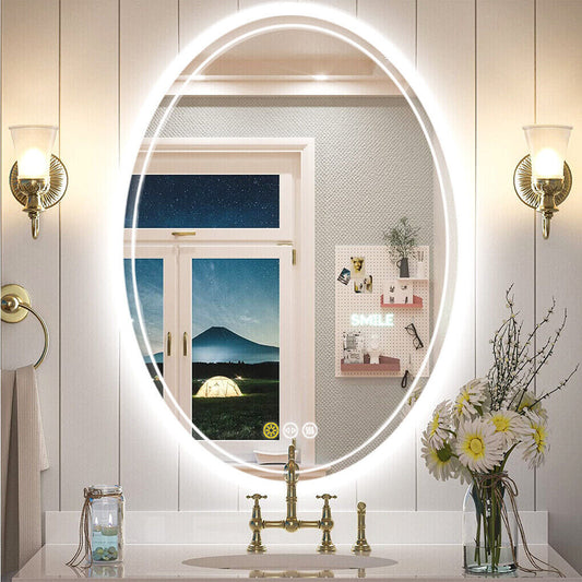 600x800mm LED Bathroom Mirror Oval Anti-Fog Dimmable