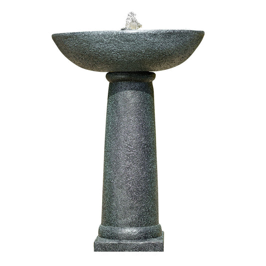 Protege Bird Bath Solar Water Feature Fountain, Contemporary Birdbath Design, with Panel Kit, LED Lights, Dark Grey