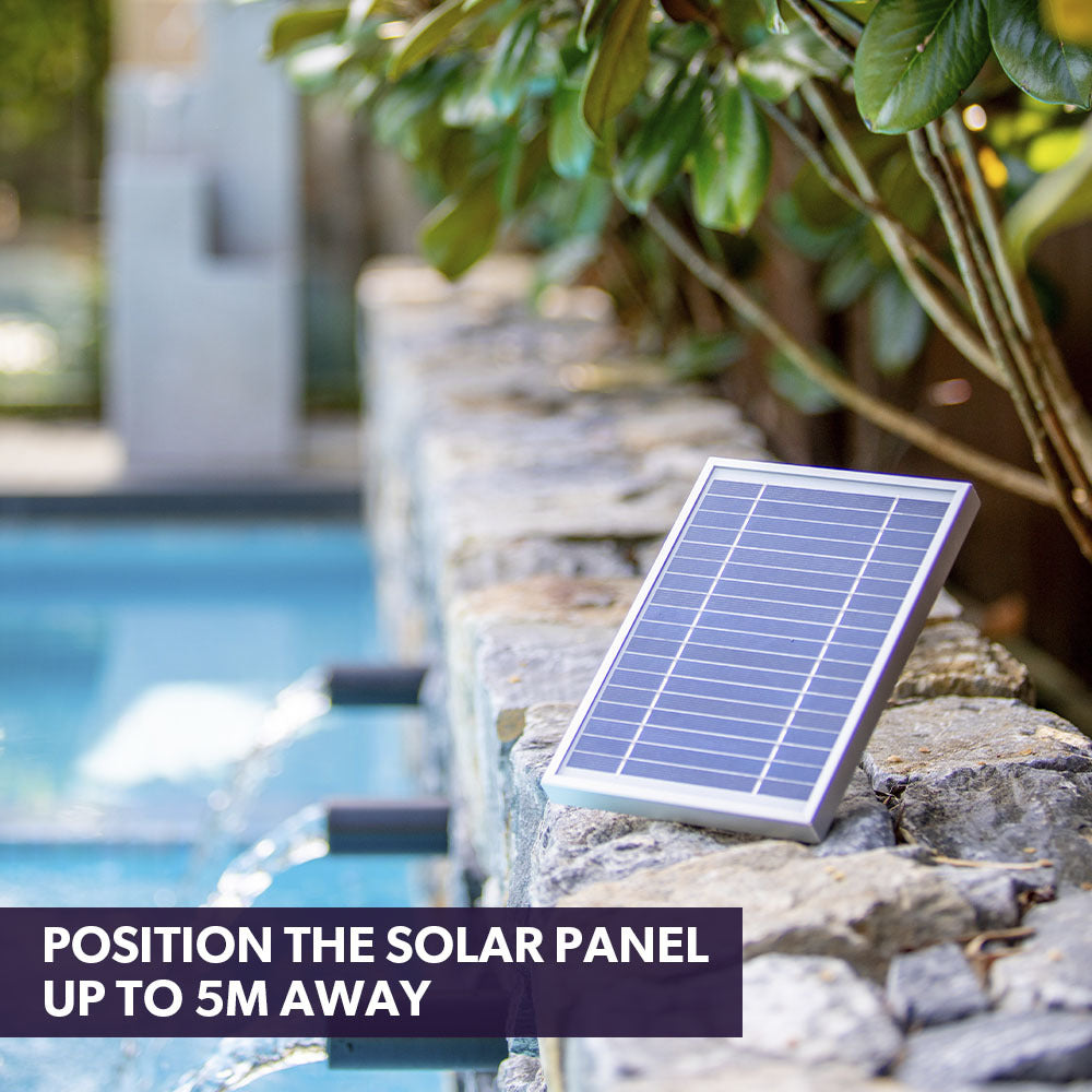 Contemporary Solar Water Fountain Outdoor Garden Feature, Cascading Design, with Panel Kit, LED Lights, Light Grey