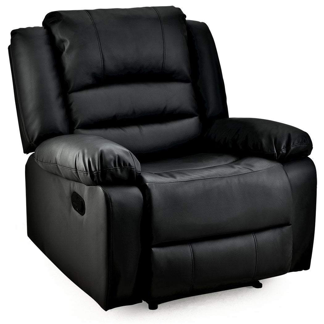 Recliner Lounge Chair, Single Faux Leather Armchair, for Home Theatre Cinema, Elderly, Black