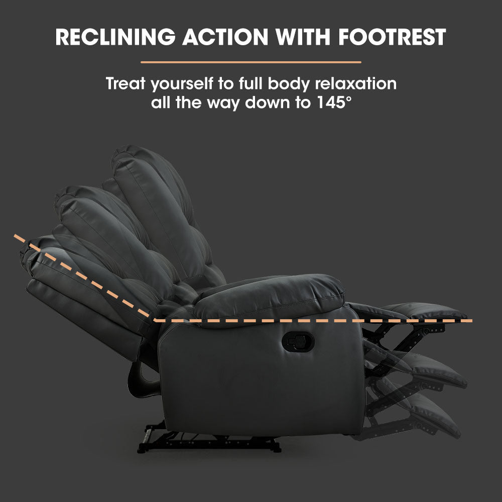 Recliner Lounge Chair, Single Faux Leather Armchair, for Home Theatre Cinema, Elderly, Black