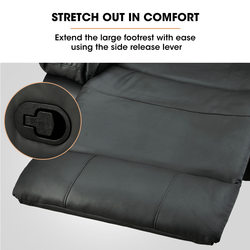 Recliner Lounge Chair, Single Faux Leather Armchair, for Home Theatre Cinema, Elderly, Black