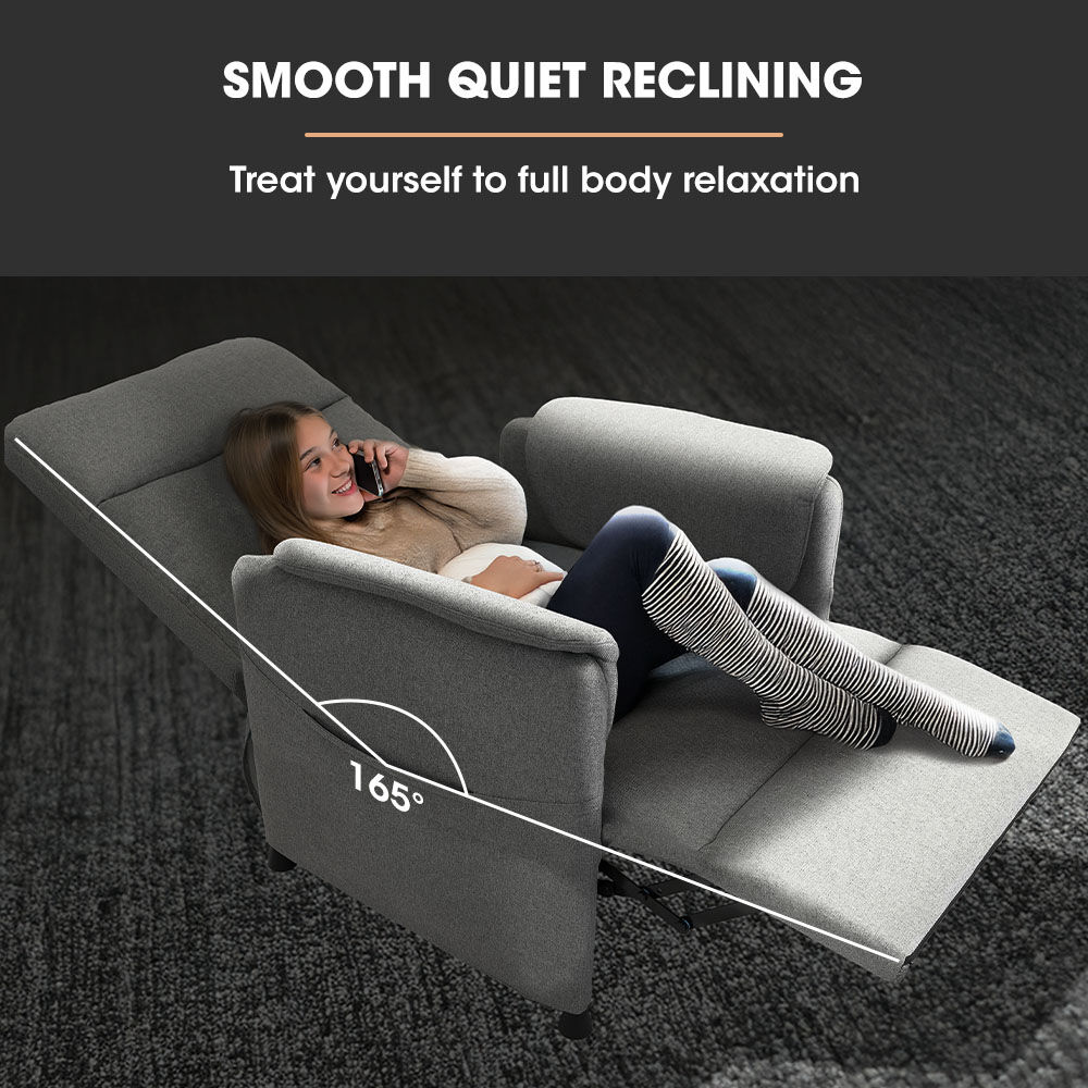 Electric Armchair Recliner, Single Fabric Chair, Grey