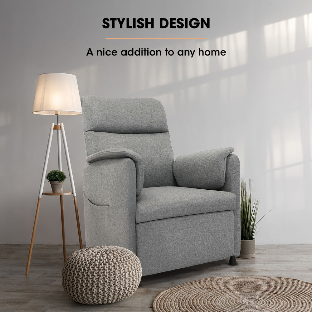 Electric Armchair Recliner, Single Fabric Chair, Grey