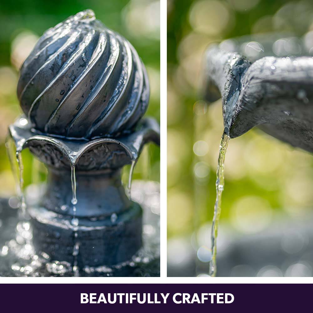 Water Fountain Solar Powered 3 Tiered Battery Outdoor Bird Bath with LED Lights