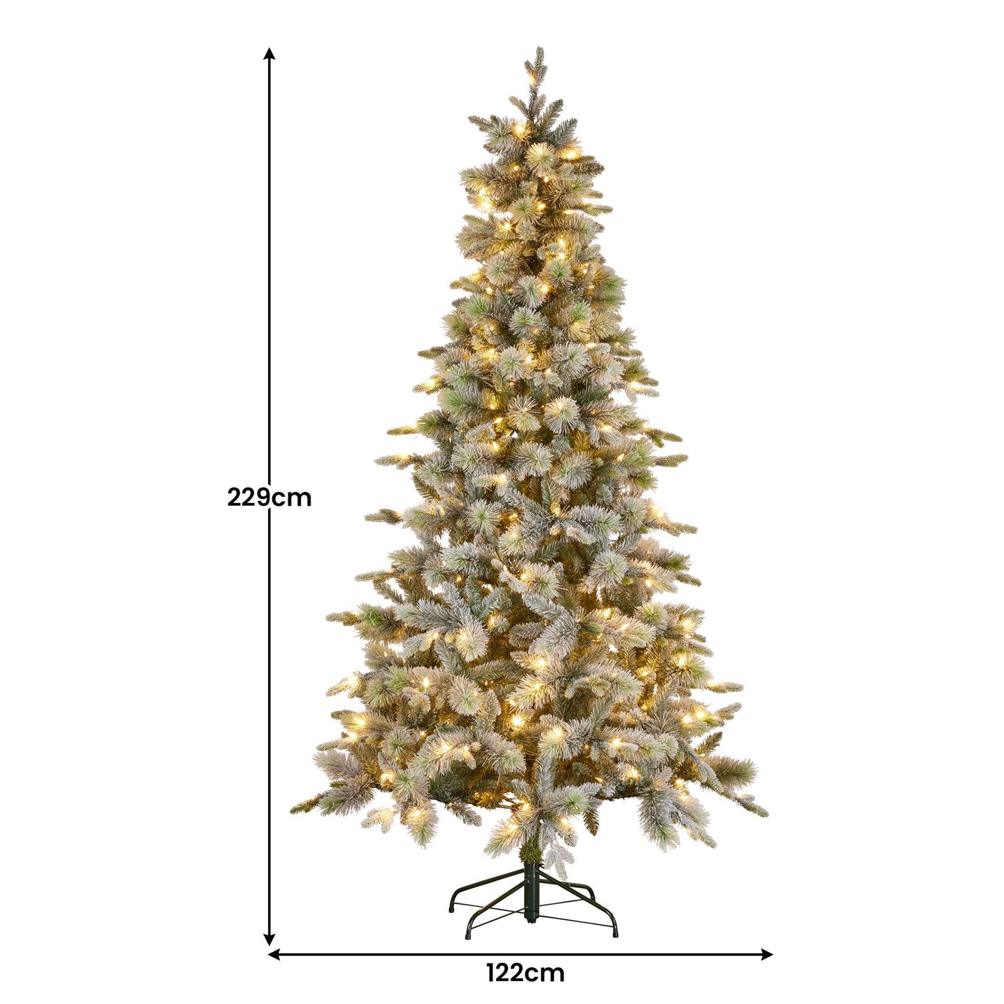 Snowy Stamford Spruce 7.5ft Christmas Tree Multi Functional White Coloured LED Lights & Foot Pedal