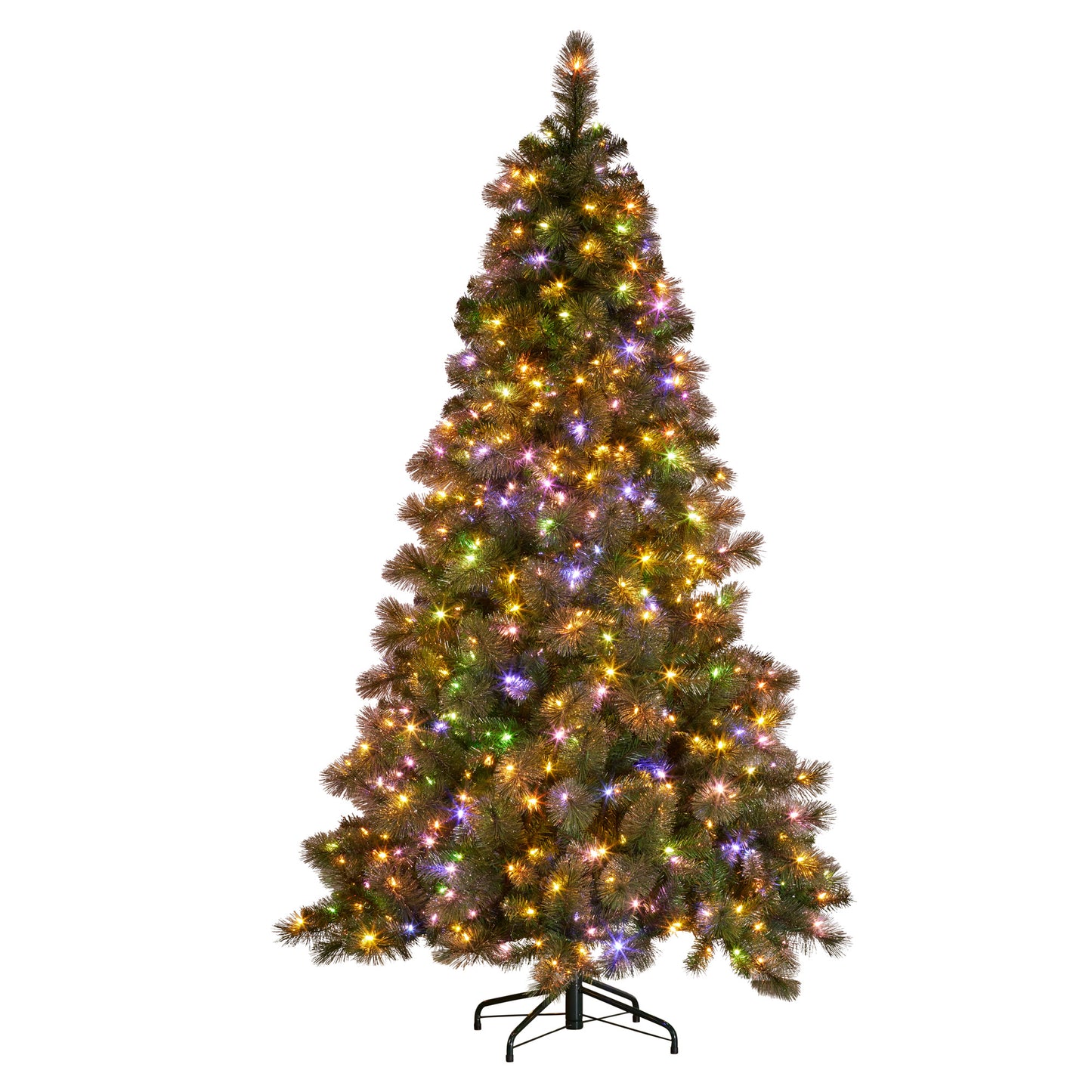 7.5ft Christmas Tree Glittery Gold Pine Led Multi-functional Lights