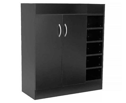 21 Pairs Shoe Cabinet Rack Storage Organiser 80 x 30 x 90cm in Black