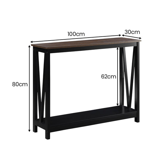 2-Tier Console Table Dark Walnut