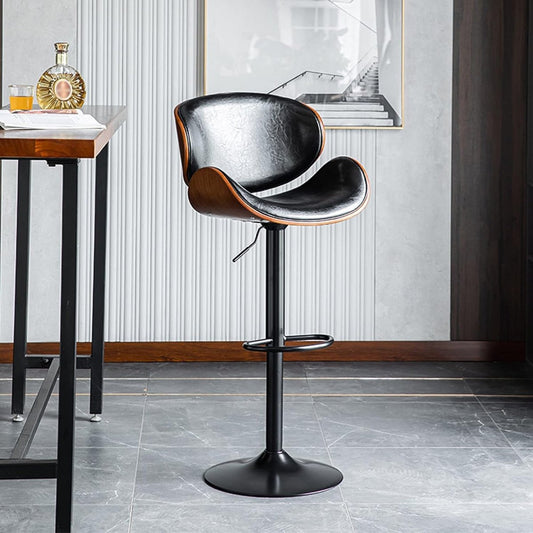 Black Modern Bar Stools Swivel Bar Stool Chair Counter Height Barstool with 360 Degree Swivel Seat