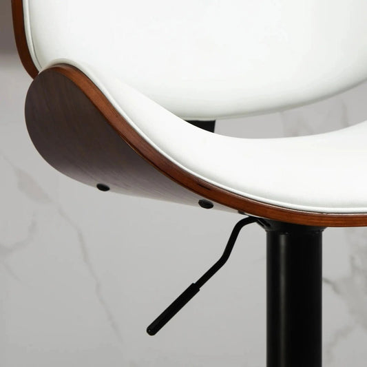 White Modern Bar Stools Swivel Bar Stool Chair Counter Height Barstool with 360 Degree Swivel Seat