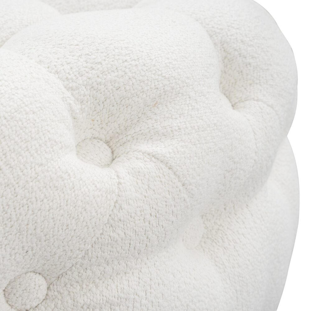 BouclÃ© White Ottoman-Round