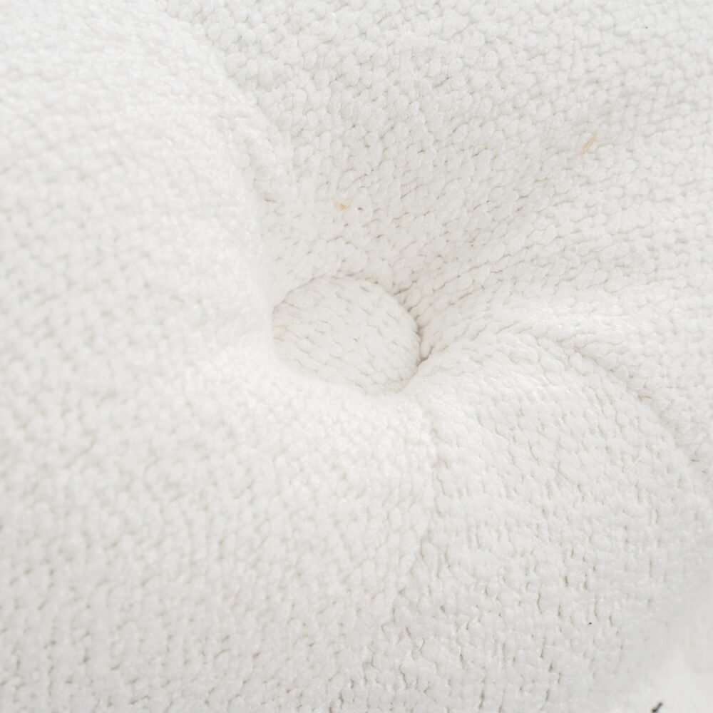 BouclÃ© White Ottoman-Round