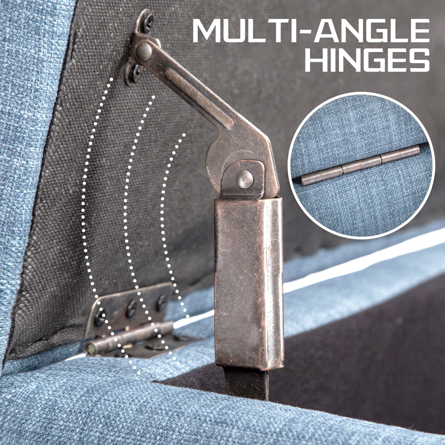 Storage Ottoman Stool 102cm Fabric LIGHT GREY BLUE