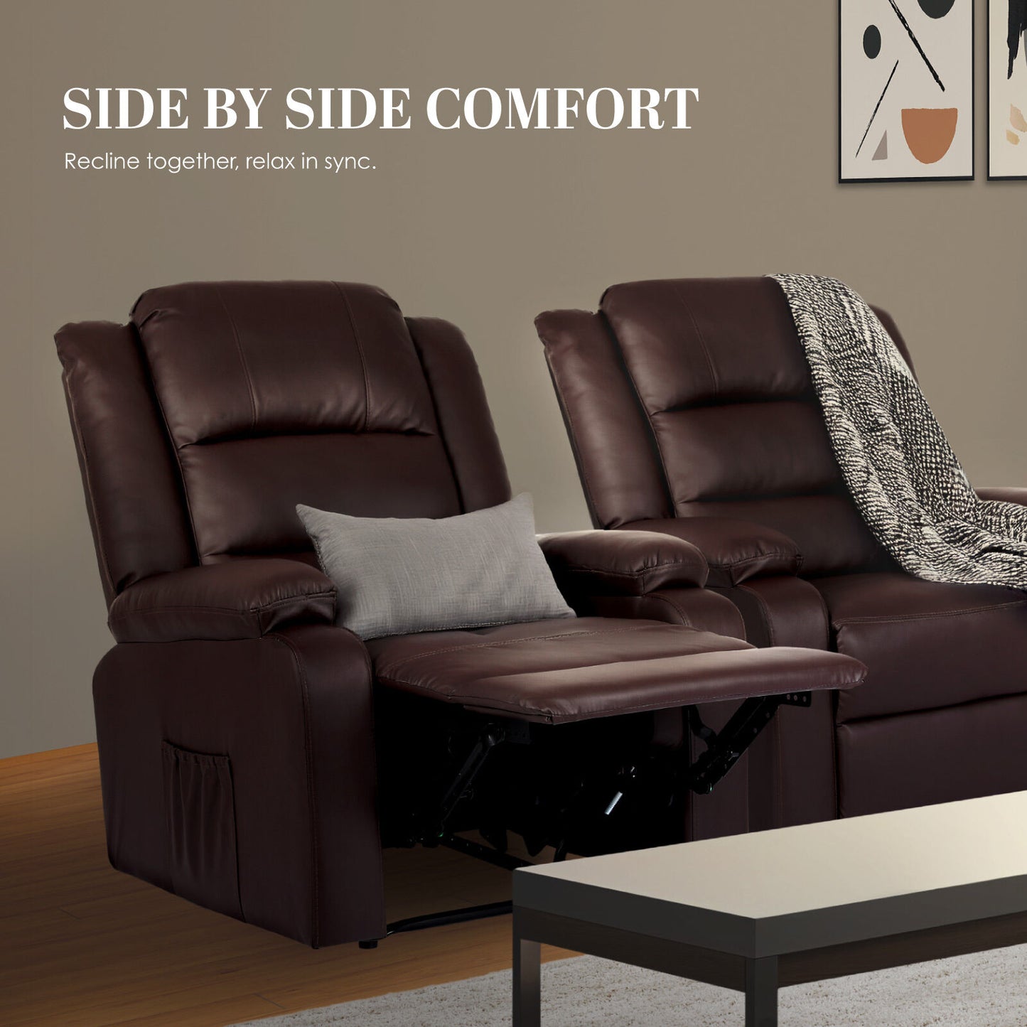 Home Recliner Chair - PU Leather Sofa Lounge Armchair MARLO BROWN