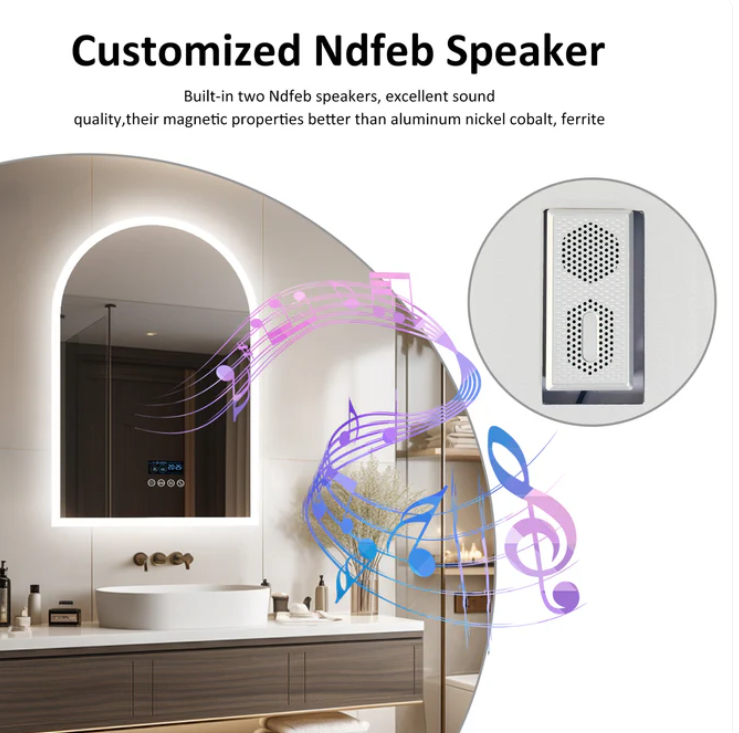 Interior Ave - 90 x 60cm Arched Frameless LED Bathroom Mirror â€“ Bluetooth