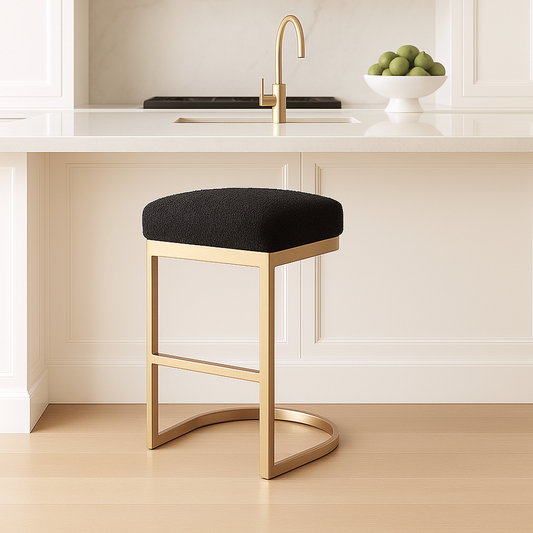 Black Boucle Kitchen Bar Stool