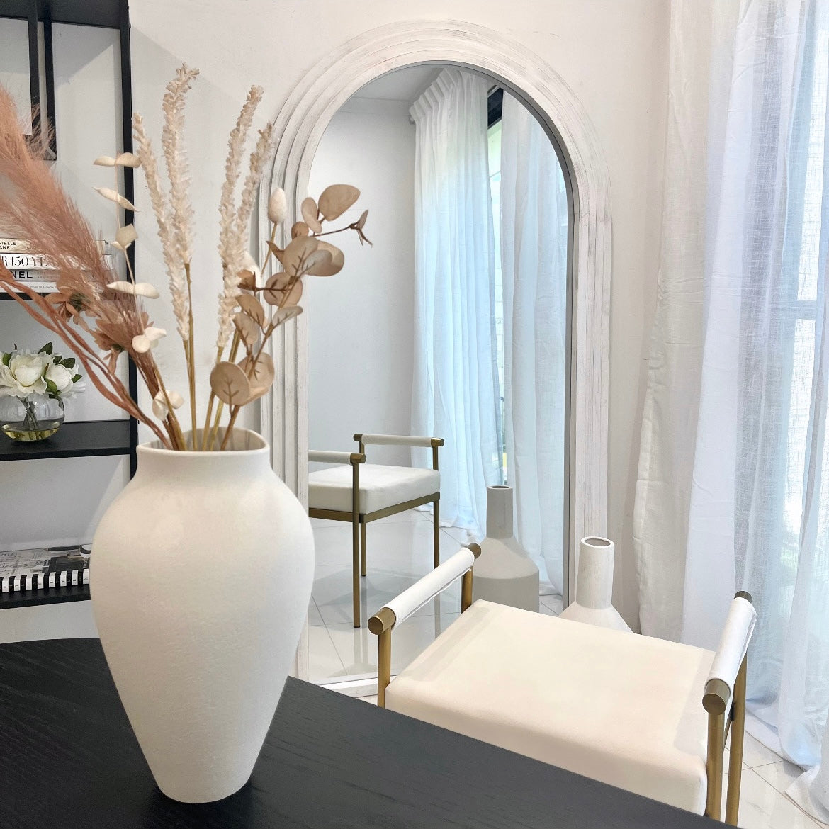 Interior Ave - Sierra Arched Mirror â€“ Beach White | Sculptural Full-Length Mirror