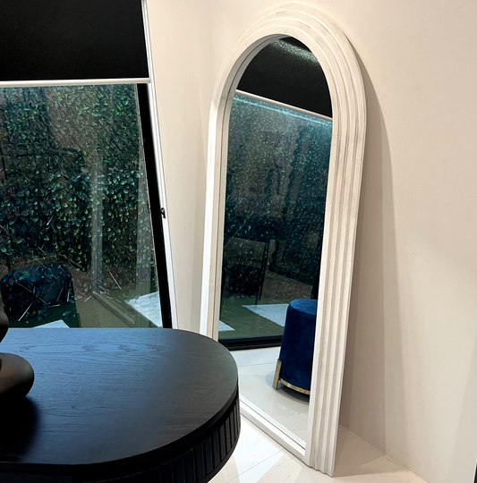 Interior Ave - Sierra Arched Mirror â€“ Beach White | Sculptural Full-Length Mirror