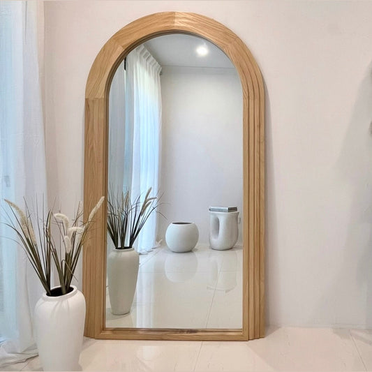 Interior Ave - Sierra Arched Step Mirror â€“ Signature Sculptural Natural Wood Statement Piece