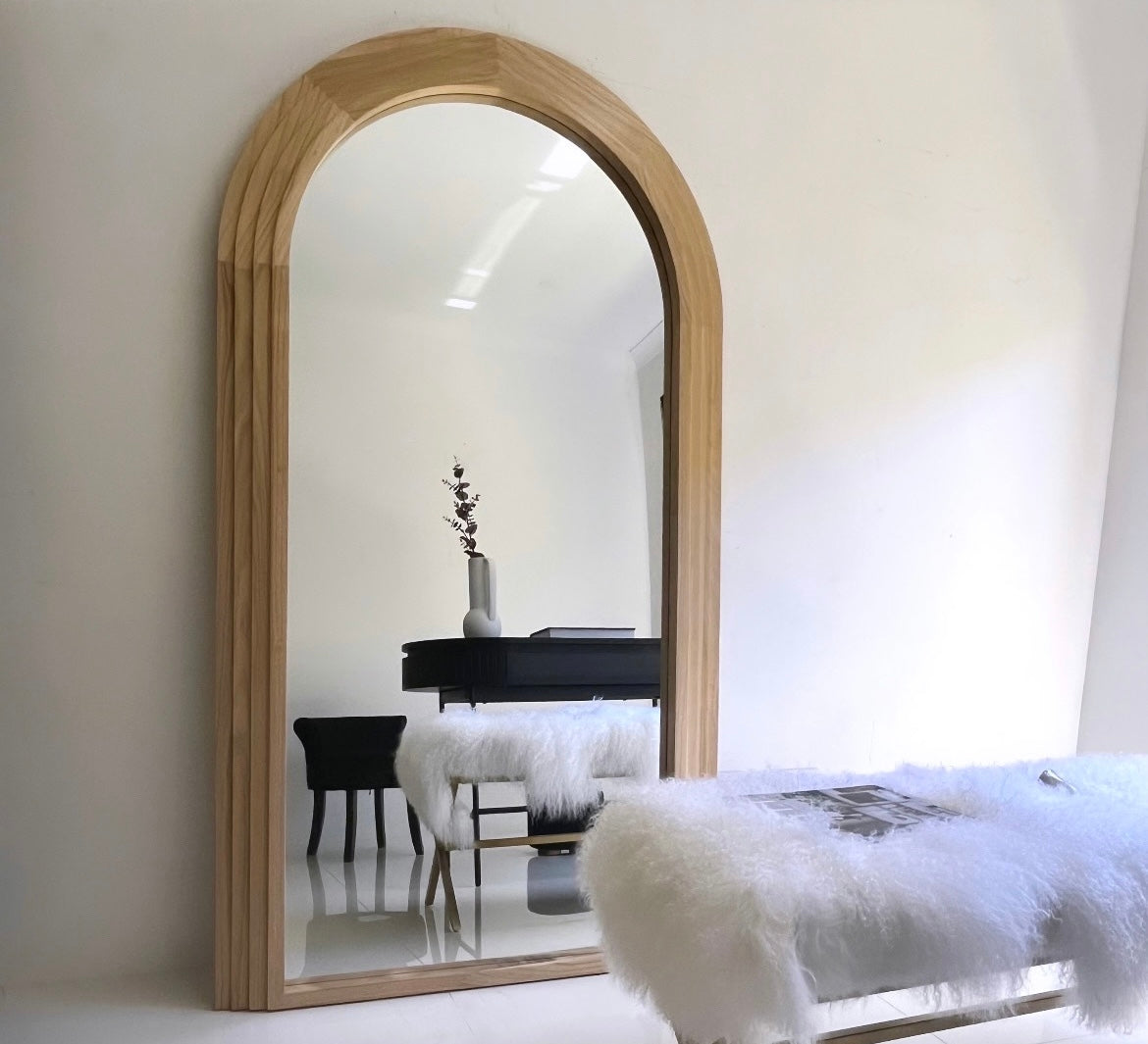 Interior Ave - Sierra Arched Step Mirror â€“ Signature Sculptural Natural Wood Statement Piece