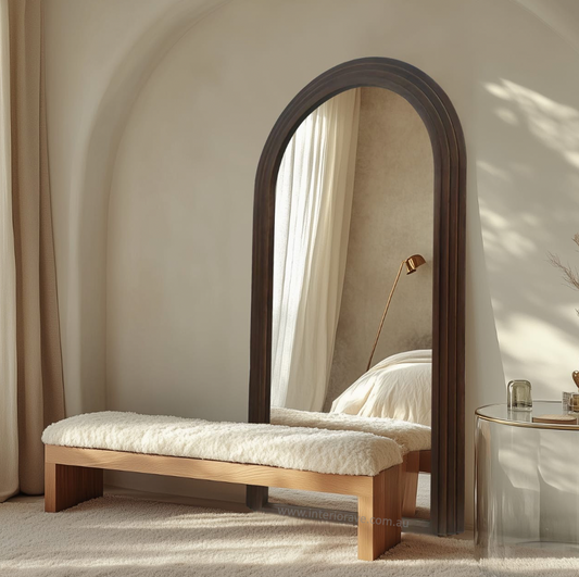 Interior Ave - Sierra Arched Step Mirror â€“ Signature Sculptural Walnut Statement Piece