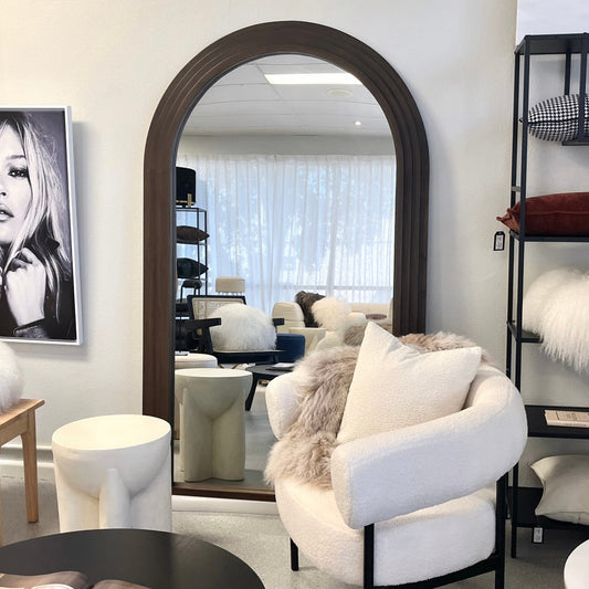 Interior Ave - Sierra Arched Step Mirror â€“ Signature Sculptural Walnut Statement Piece