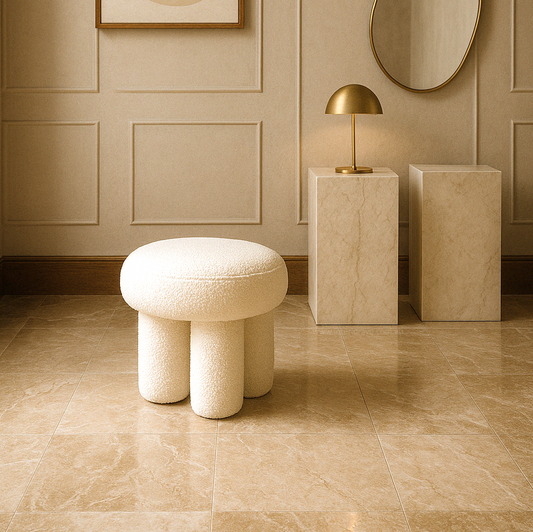 Interior Ave - Bentley Boucle Ottoman â€“ White