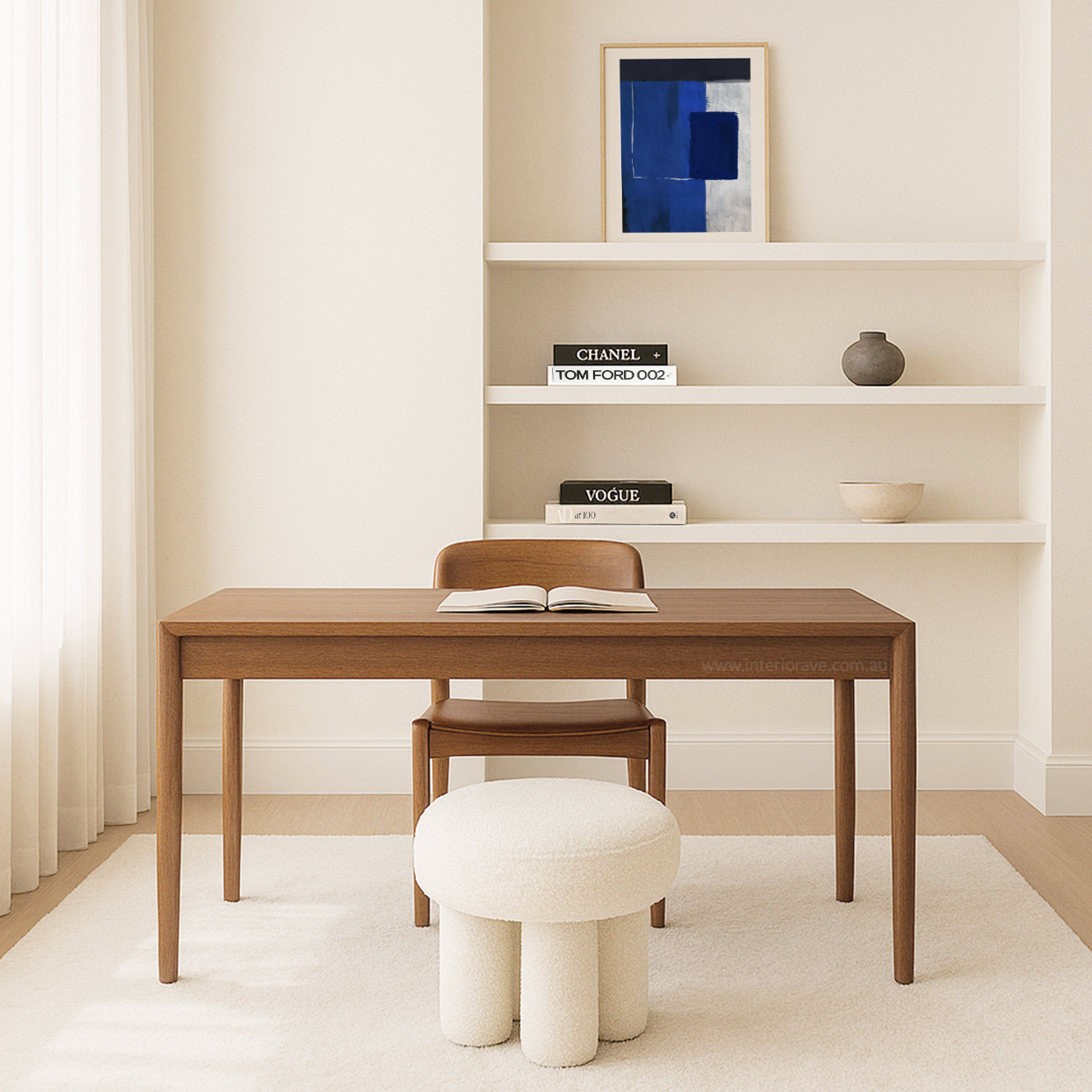 Interior Ave - Bentley Boucle Ottoman â€“ White