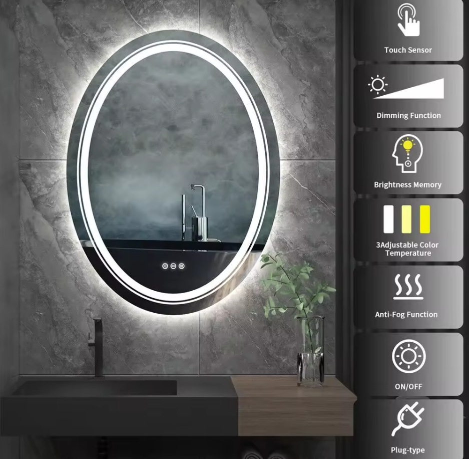 Interior Ave - 60 x 80cm Oval Frameless LED Bathroom Mirror