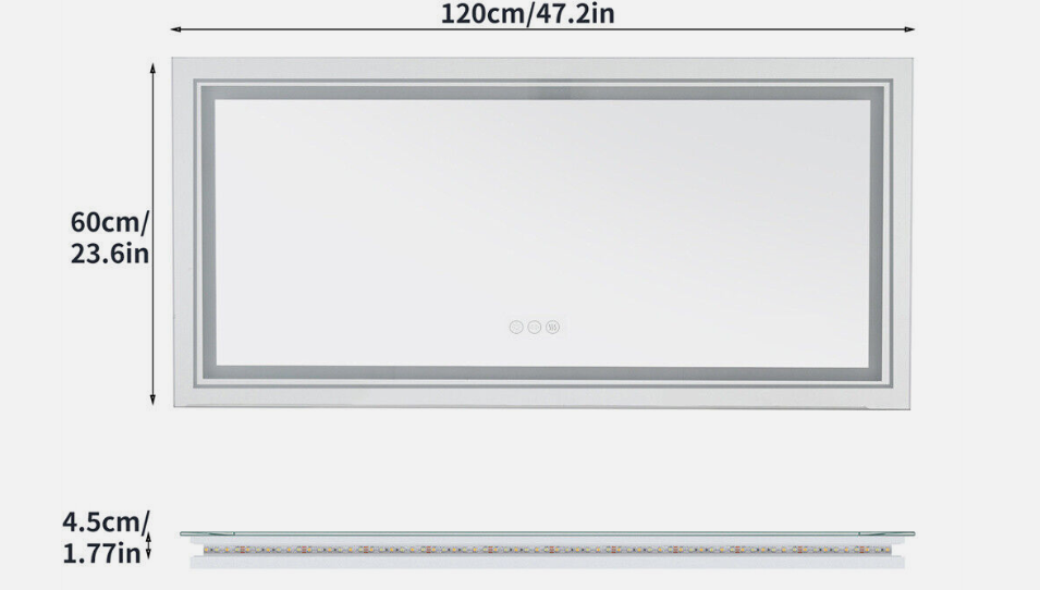 Interior Ave - 120 x 60cm Rectangle Frameless LED Bathroom Mirror