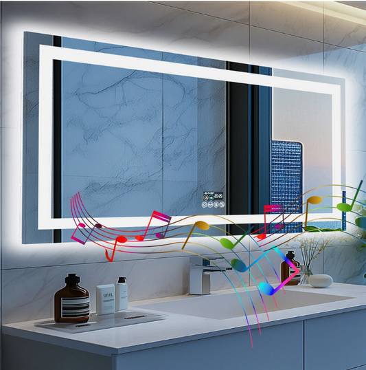 Interior Ave - 80 x 160cm Rectangle Frameless LED Bathroom Mirror â€“ Bluetooth