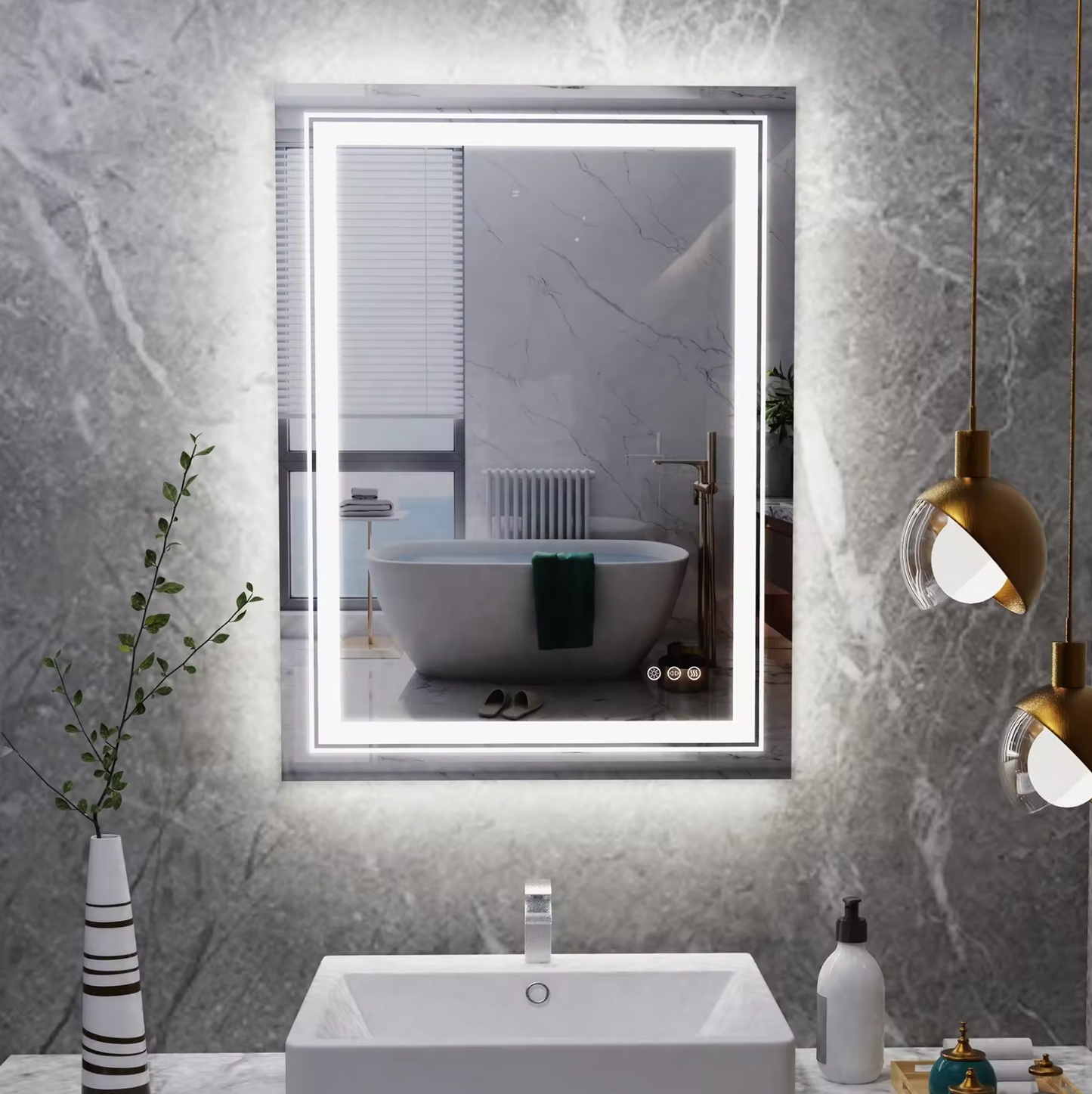 Interior Ave - 50 x 70cm Rectangle Frameless LED Bathroom Mirror
