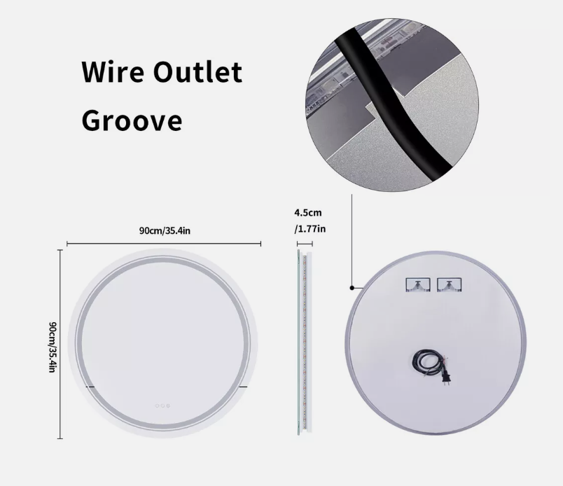 Interior Ave - 90cm Round Frameless LED Bathroom Mirror