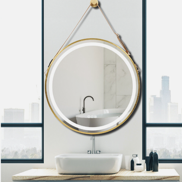Interior Ave - 60cm Round Gold LED Hanging Bathroom Mirror